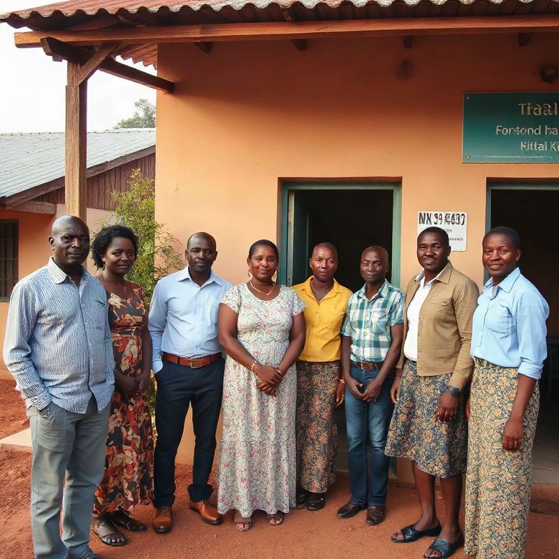 The Stonewnova team of eight standing outside their Kitale premises